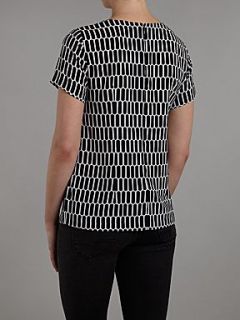 Michael Kors Cap sleeve structured silk top Black/White