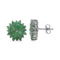 Malaika Sterling Silver Emerald Flower Stud Earrings Malaika Gemstone Earrings