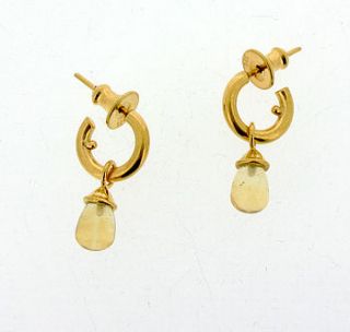 silver or gold mini hoop citrine earrings by will bishop jewellery design
