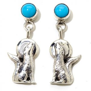 Chaco Canyon Southwest "Howling Wolf" Turquoise and Sterling Silver Earrings