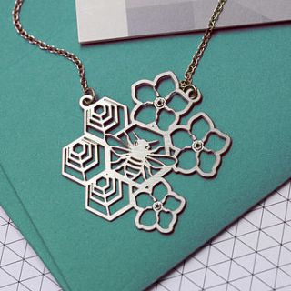 bee, honeycomb and flower necklace by dowse