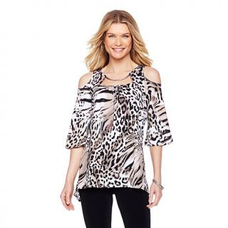 Slinky® Brand Cold Shoulder Tunic with Metal Detail
