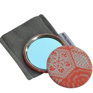 handbag mirror   hexie doodles coral by grace & favour home