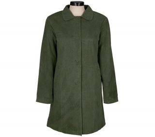 Centigrade Washable Suede Button Front 3/4 Length Coat —