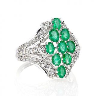 Victoria Wieck 2.19ct Oval Emerald and White Topaz Cluster Ring