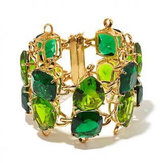 Hutton Wilkinson Statement Jewelry Multi Stone Goldtone Bold Bracelet