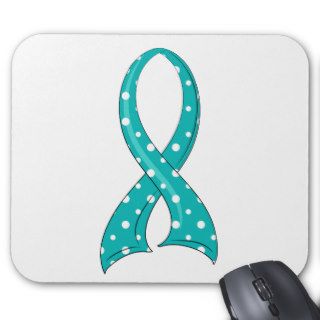 Polka Dot Teal Ribbon Cervical Cancer Mousepad
