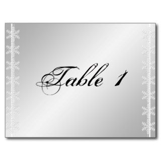 Silver White Snowflake Winter Wedding Table Number Postcards