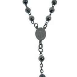 Eternally Haute Black Rhodium plated Sterling Silver 26 inch Rosary Necklace Eternally Haute Sterling Silver Necklaces