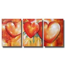 Hand painted Oil Heart on Canvas Art Set Canvas