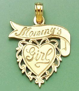 Gold Charm Mommy's Girl In Heart With Banner Million Charms Jewelry