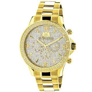 Luxurman Liberty Mens Diamond Watch for Sale 0.2ct Yellow Gold Plated Watches