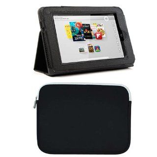 BIRUGEAR Black SlimBook Smart Leather foldable Stand Case Cover plus Neoprene Zipper Storage Case for Barnes & Noble Nook HD+ 9'' 9 inch Tablet [ Support Auto Sleep/Wake Function] Computers & Accessories