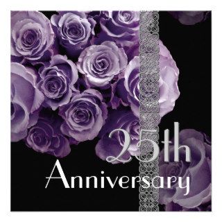25th Anniversary Invitation  LILAC PURPLE Roses
