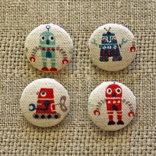 robot fabric buttons by kotori kits