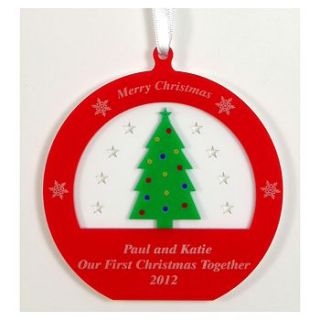 personalised christmas tree decoration by laser made designs