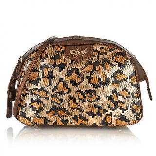 Sharif Printed Sequins Dome Crossbody Bag