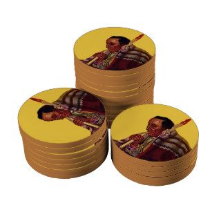 Vintage Native American Warrior Peace Pipe Poker Chips