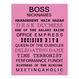 Funny Female Boss Nicknames and Job Title Print