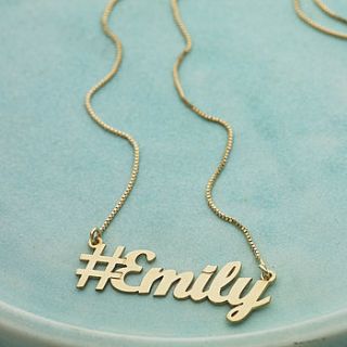 personalised hashtag name necklace by anna lou of london