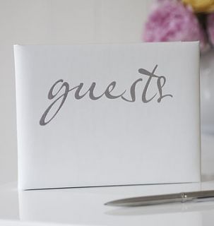script leather guest book by oh so cherished