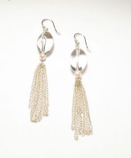 rock crystal silver tassel earrings by melina clark