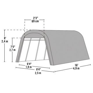 ShelterLogic Round Style Shed/Storage Shelter — Green, 16ft.L x 8ft.W x 8ft.H, Model# 76824  Round Style Instant Garages