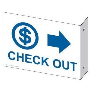 Check Out With Right Arrow Sign NHE 17839Proj BLUonWHT Information  Business And Store Signs 