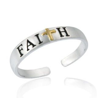 Sterling Silver Two Tone 'Faith' Toe Ring Jewelry