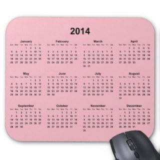 Pink 2014 Calendar Mousepads