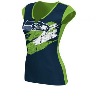 NFL Seattle Seahawks Womens Face Paint SplitNeck T Shirt —