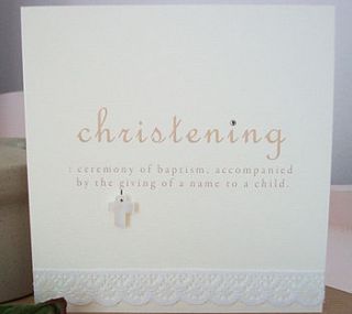 handmade lace definition christening card by laura sherratt designs