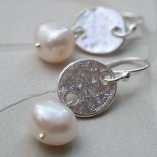 silver coin and pearl earrings by ashiana for hurleyburley