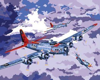 Plaid 21717 Paint By Number Kit, B 17 Bomber, 16 Inch by 20 Inch