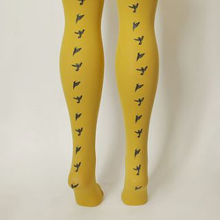 hand printed bird tights by hose.