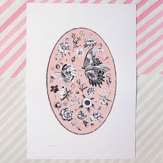 pink country garden screen print by wolf whistle