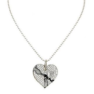 lace heart pendant on chain by float jewellery