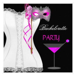 Bachelorette Party White Corset Pink Leopard Custom Invitations