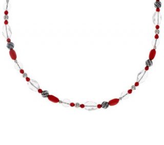 Carolyn Pollack Red Coral & Sterling Bead Necklace —
