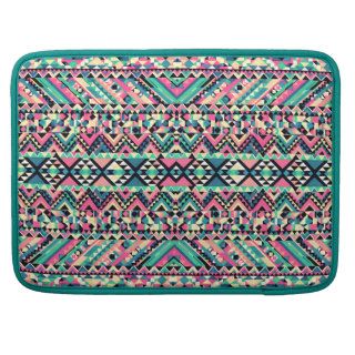 Pink Turquoise Girly Aztec Andes Tribal Pattern MacBook Pro Sleeve