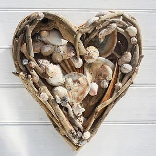 driftwood and shell heart by buy the sea