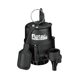 Flotec Cast Iron Effluent Pump — 1 1/2in. Discharge, 3360 GPH, 1/2in. Solids Capacity, 1/3 HP, Model# E3305TLT  Submersible Utility Pumps