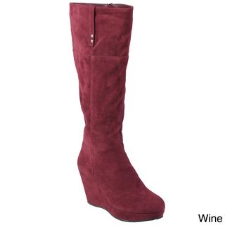 Journee Collection Women's 'Trish' Sueded Tall Wedge Boots Journee Collection Boots