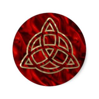 Triquetra Red Silk Round Sticker