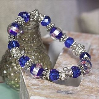 sapphire blue and silver beaded bracelet by lisa angel
