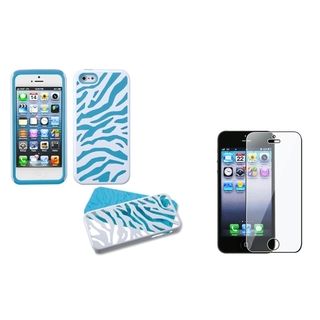 BasAcc White/ Teal Zebra Case/ Screen Protector for Apple iPhone 5 BasAcc Cases & Holders