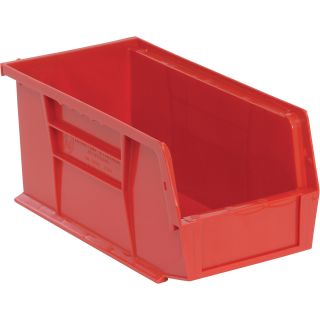 Quantum Storage Heavy Duty Stacking Bins — 10 7/8in. x 5 1/2in. x 5in. Size, Red, Carton of 12  Ultra Stack   Hang Bins