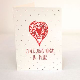 'place your heart in mine' card by the story house