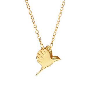 tiny bird necklace in 18k gold plated sterling silver by chupi