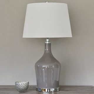 grey glass table lamp and shade by primrose & plum